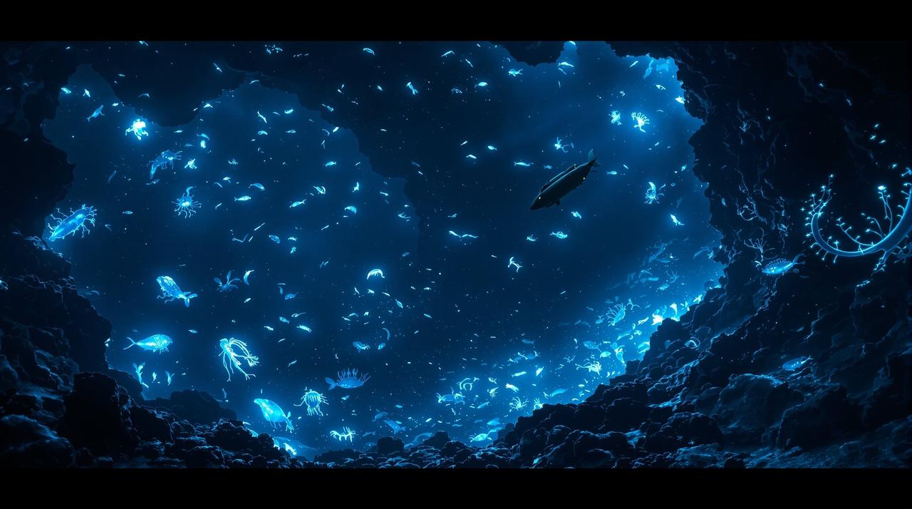 海洋影视作品《深海探秘》宣传海报,纪录片类型作品